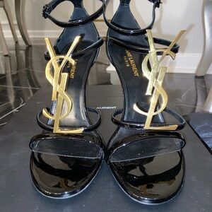 Yves Saint Laurent Black and Gold Heels